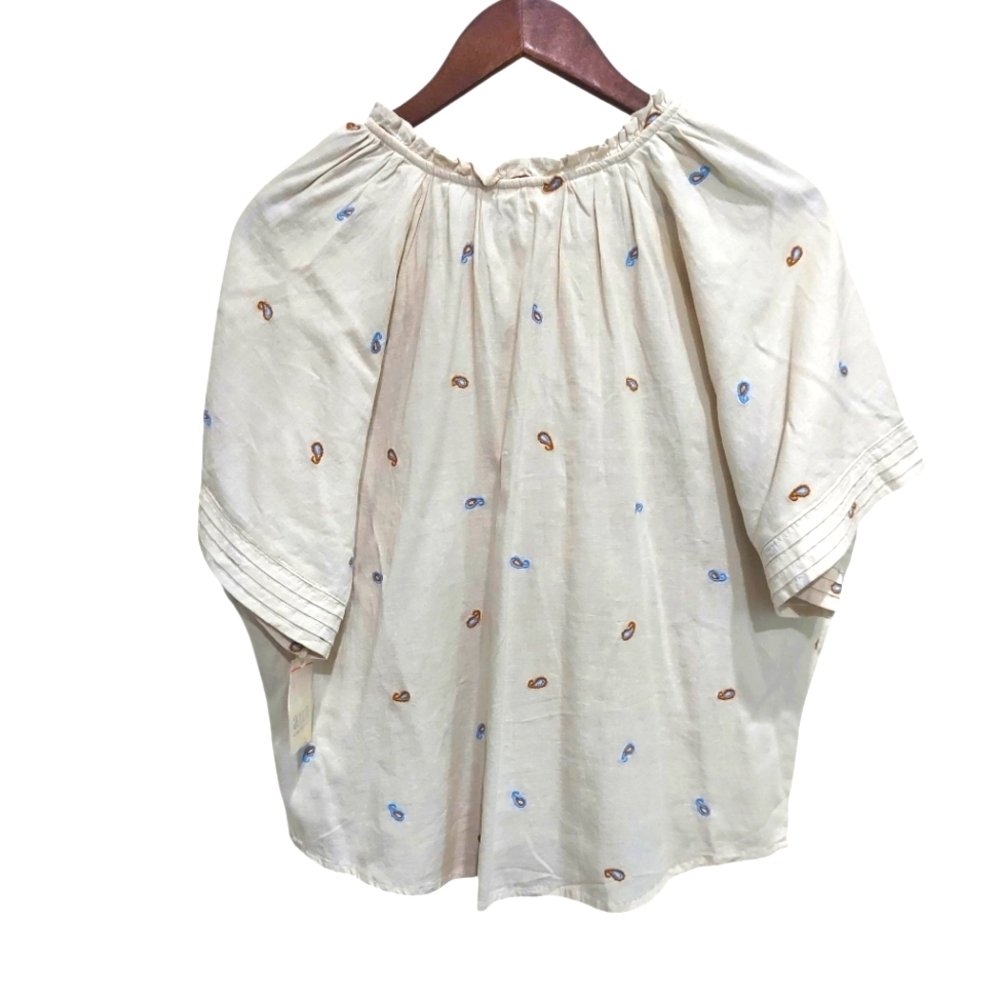 NWT Ana Cotton/Linen Em roidered Blouse With Pintuck Details - Picture 4 of 7
